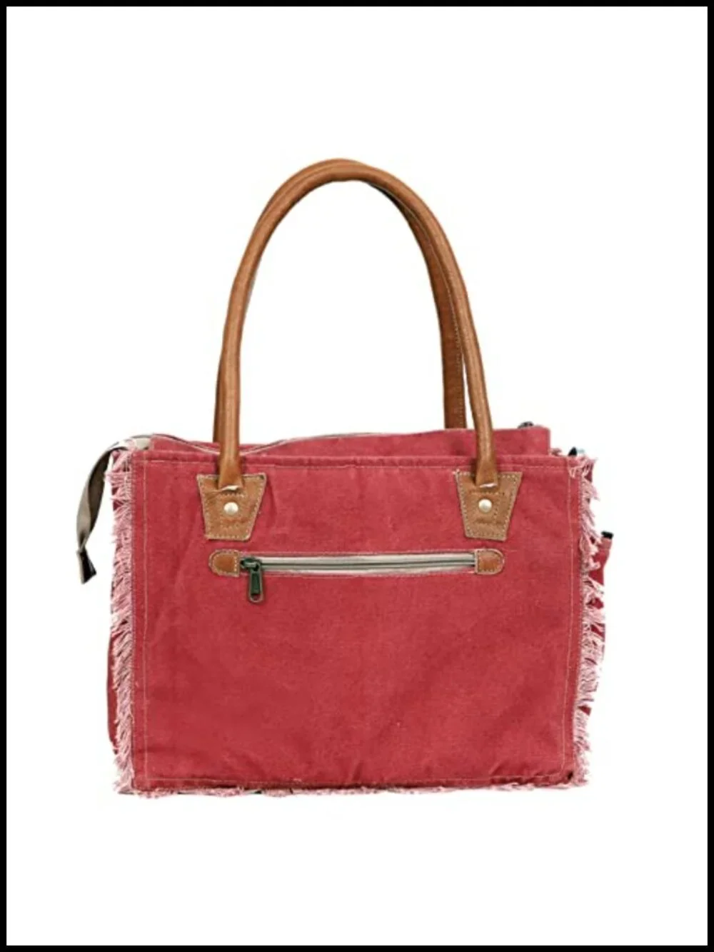 Canvas Tote Bag with Leather Handles, Shoulder Bag, Travel & Everyday Use